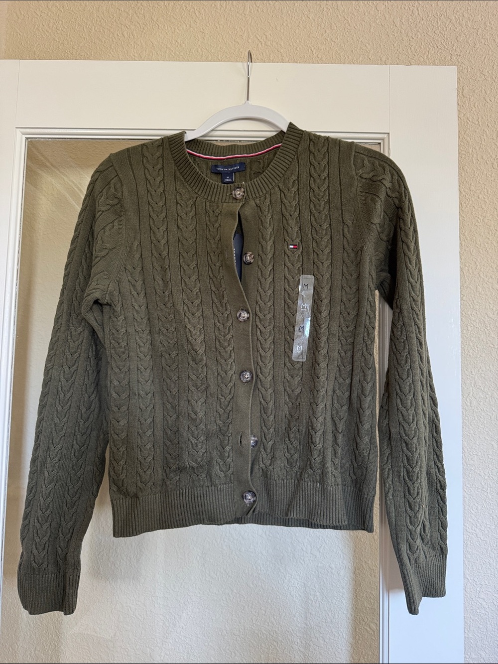 Tommy Hilfiger Olive Cable Knit Button Cardigan
